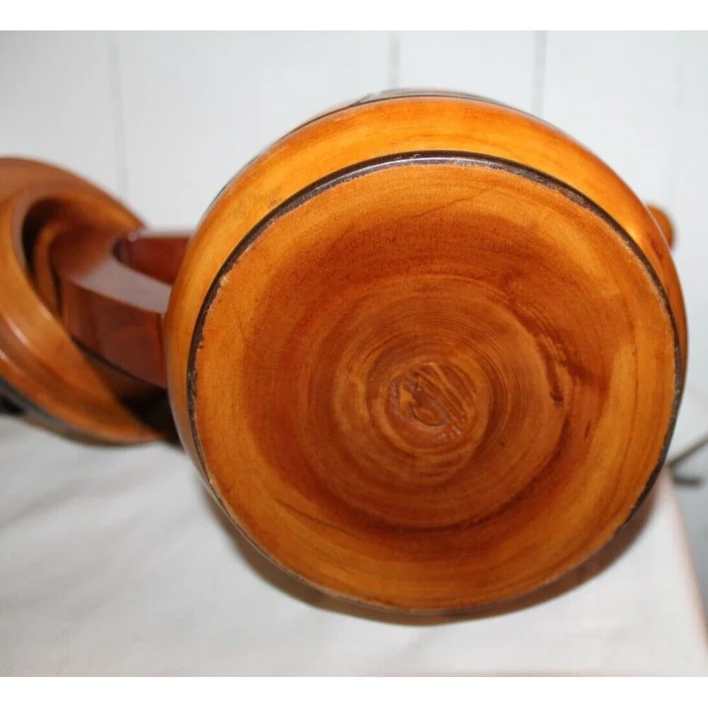 Vintage Polynesian Wooden Pitcher Hand Carved with Lid, Beautifully Crafted.